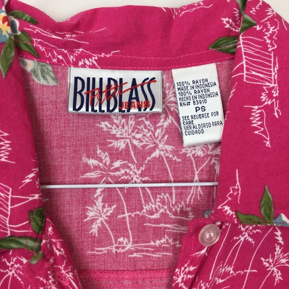 Bill Blass Hot Pink Hawaiian Shirt Petite Small - Picture 3 of 5